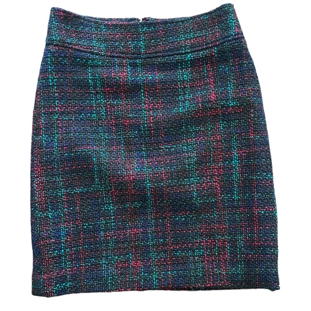 Talbots Woman Size 6 Black Pink Green Tweed Wool Blend Skirt $80 Career